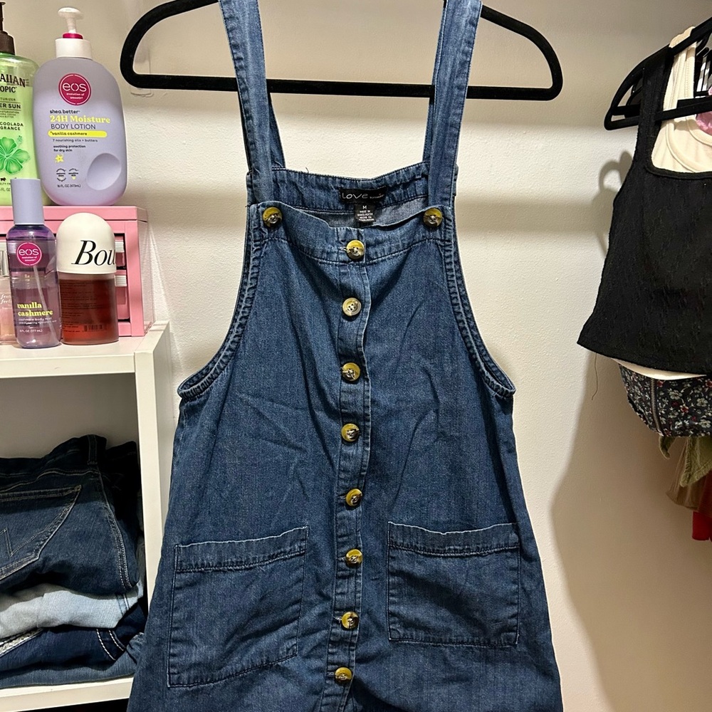 Denim Button-Up Overall Dress